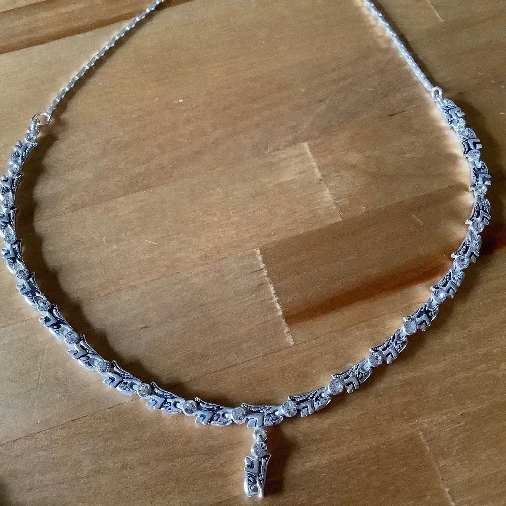𝅺sterling SILVER 925 WHITE ZIRCON NECKLACE/BRACELET WOMAN SET​